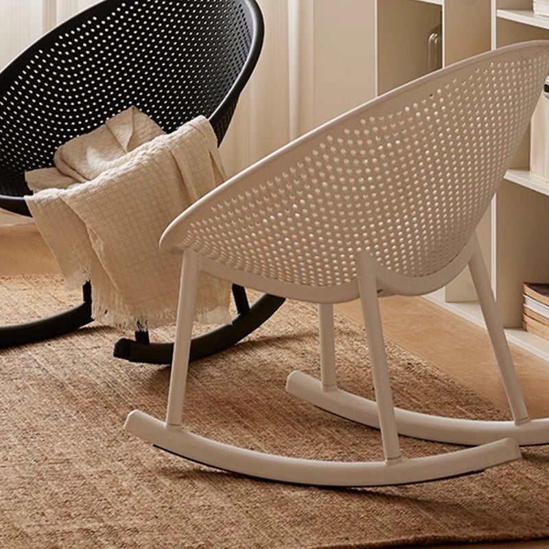 Minimalist Hollowed Oval Plastic Rocking Chair