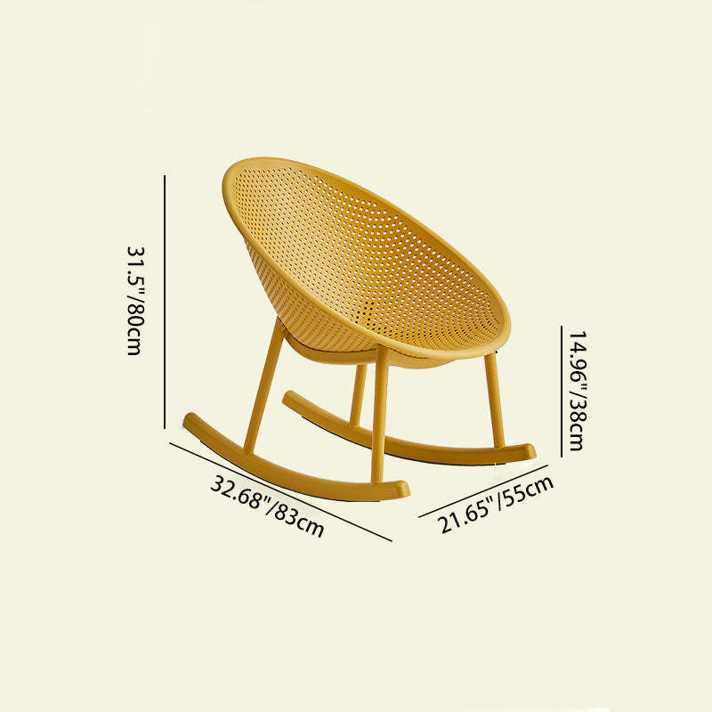 Minimalist Hollowed Oval Plastic Rocking Chair — Green