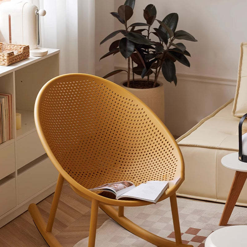 Minimalist Hollowed Oval Plastic Rocking Chair