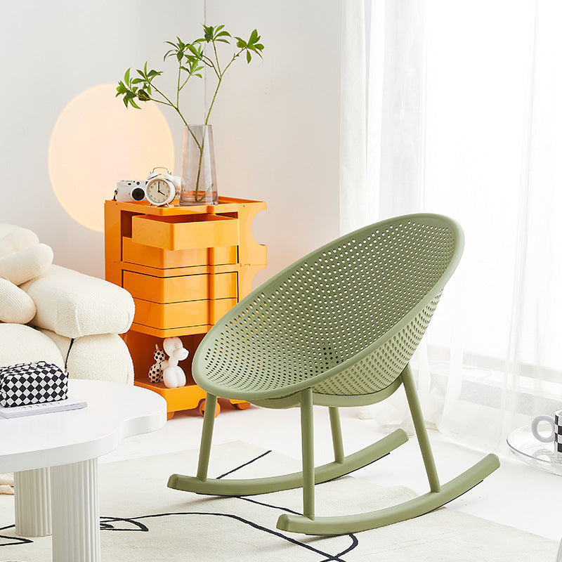 Minimalist Hollowed Oval Plastic Rocking Chair