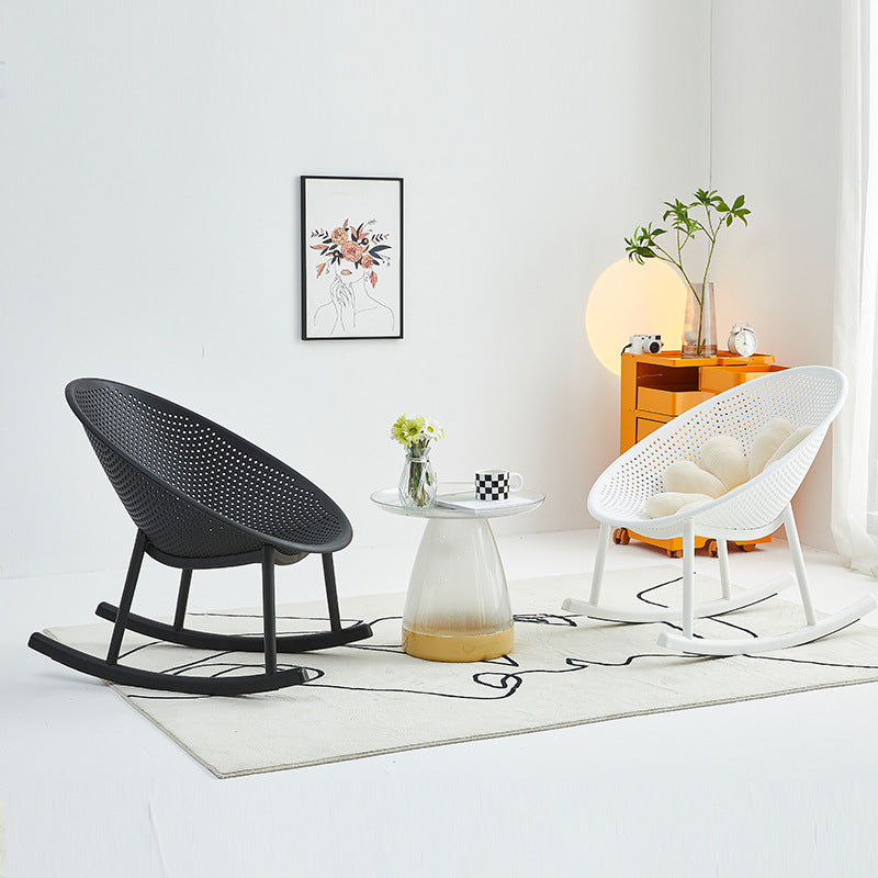 Minimalist Hollowed Oval Plastic Rocking Chair