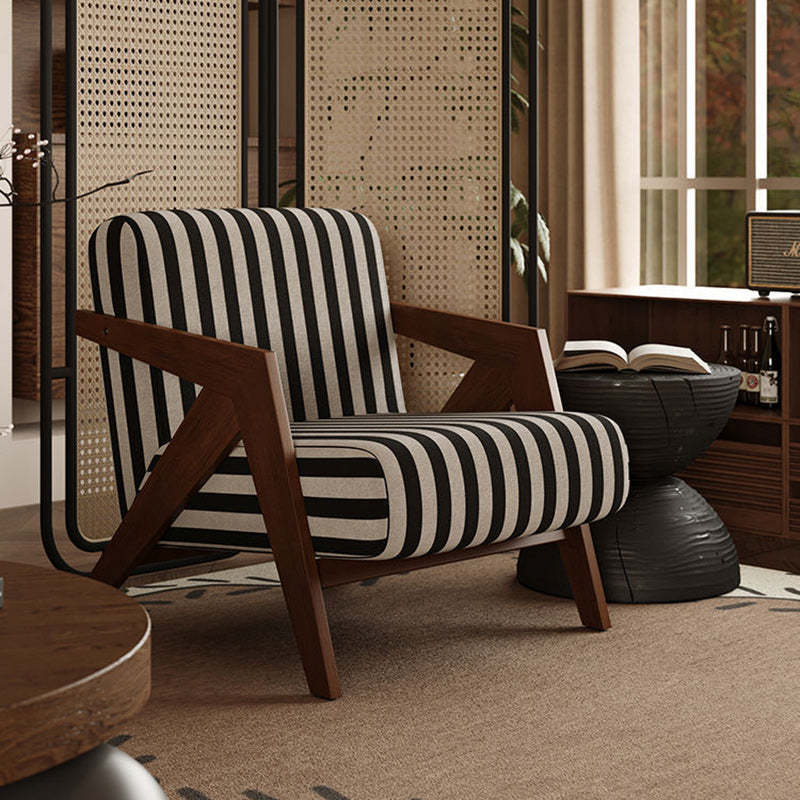 Vintage Wood Fabric Accent Chair — B