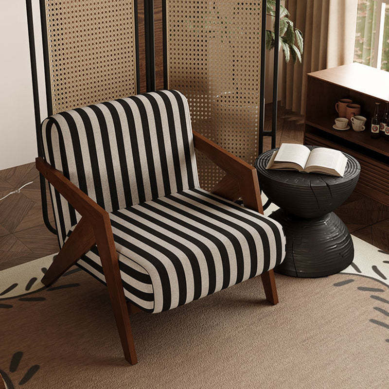 Vintage Wood Fabric Accent Chair