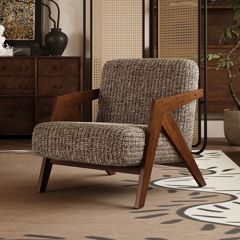 Vintage Wood Fabric Accent Chair — A