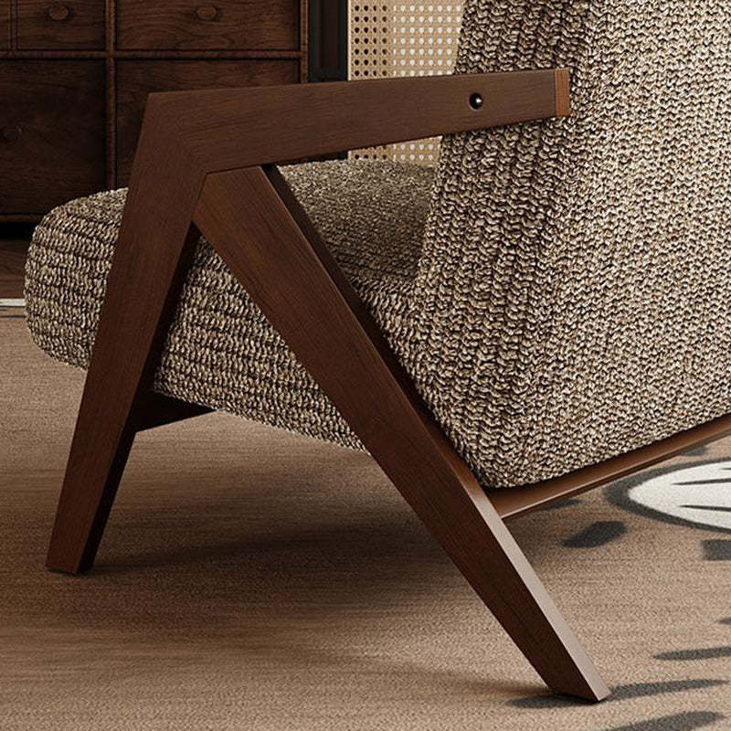 Vintage Wood Fabric Accent Chair — D