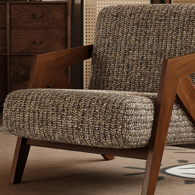 Vintage Wood Fabric Accent Chair