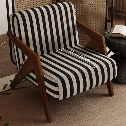 Vintage Wood Fabric Accent Chair
