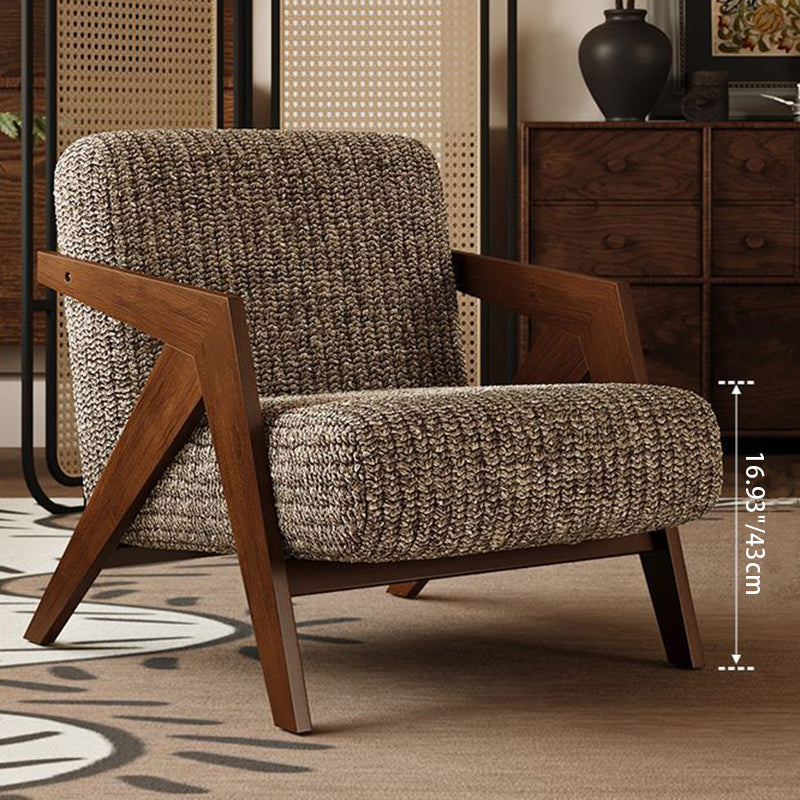 Vintage Wood Fabric Accent Chair