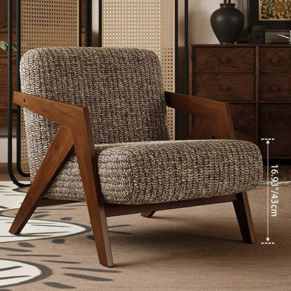 Vintage Wood Fabric Accent Chair