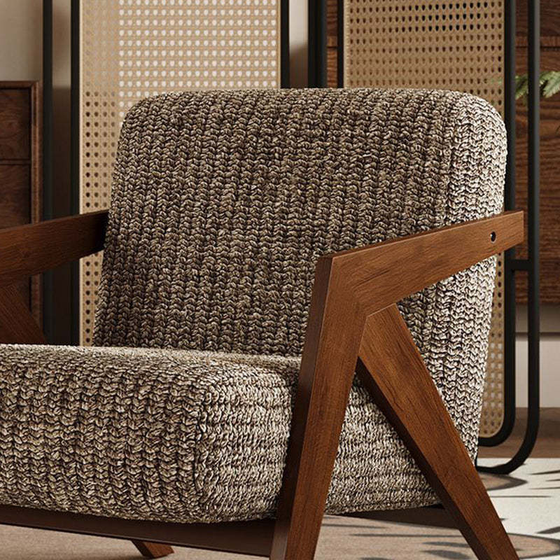 Vintage Wood Fabric Accent Chair