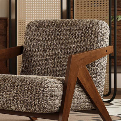 Vintage Wood Fabric Accent Chair