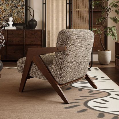 Vintage Wood Fabric Accent Chair