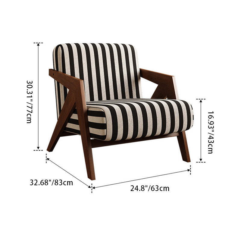 Vintage Wood Fabric Accent Chair