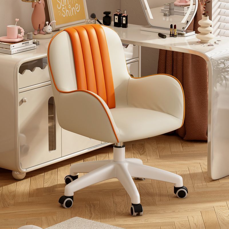 Scandinavian Liftable Swivel PU Leather Desk Chair — Nylon / Orange