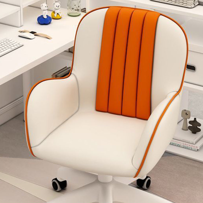 Scandinavian Liftable Swivel PU Leather Desk Chair — Nylon / Gray