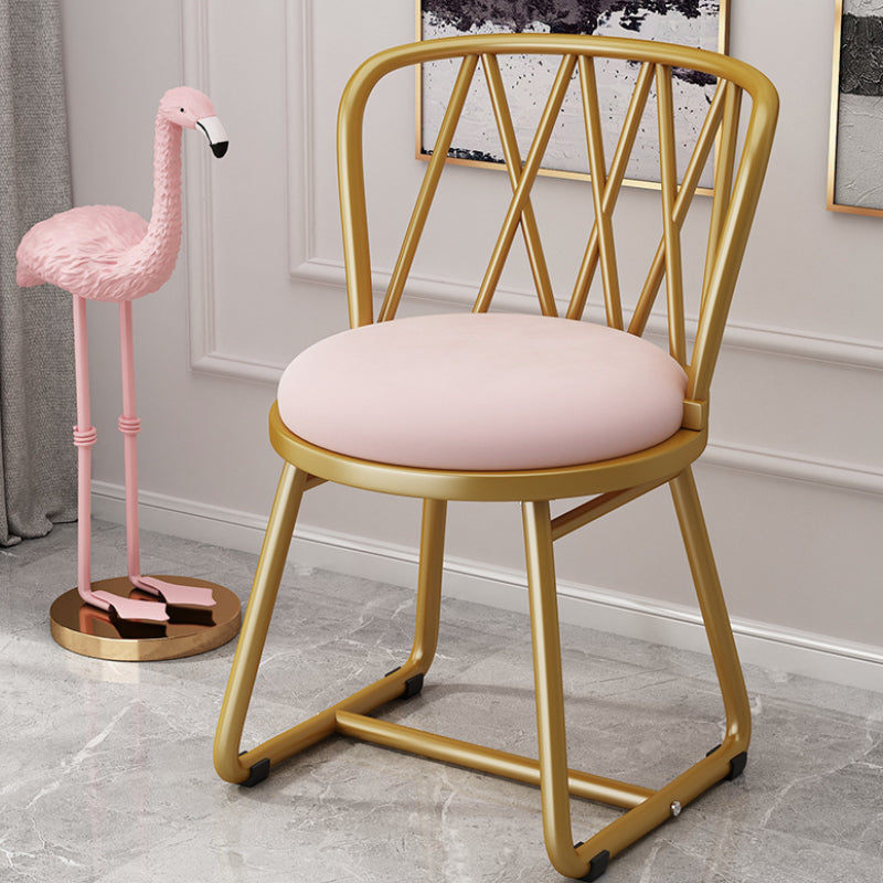 Modern Art Deco Rhombus Metal Velvet Chair
