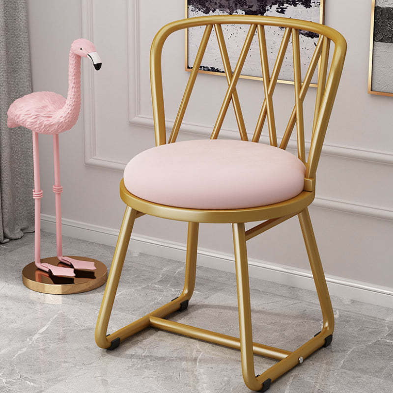 Modern Art Deco Rhombus Metal Velvet Chair