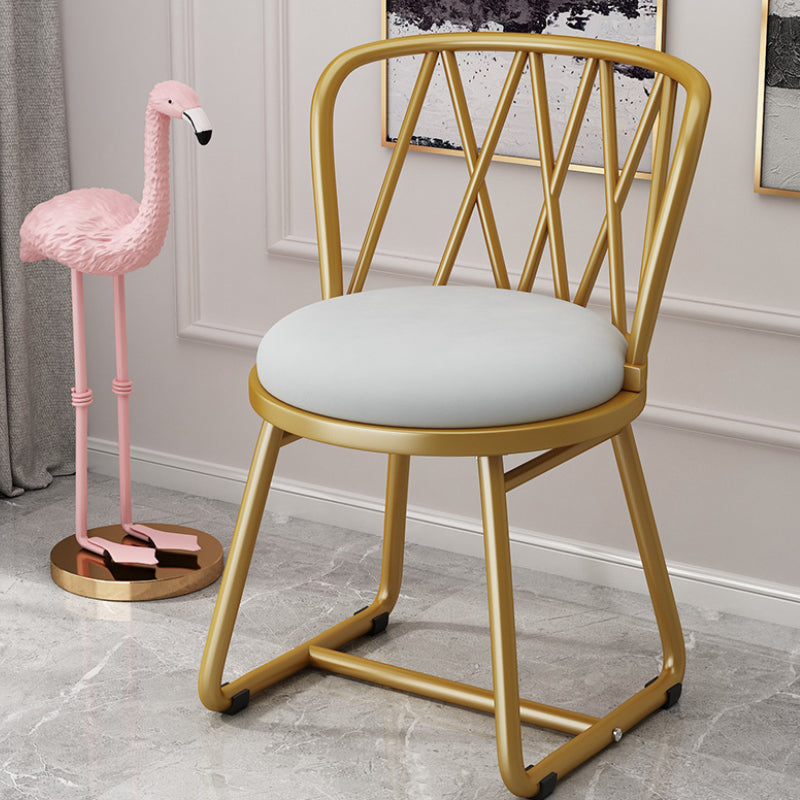 Modern Art Deco Rhombus Metal Velvet Chair