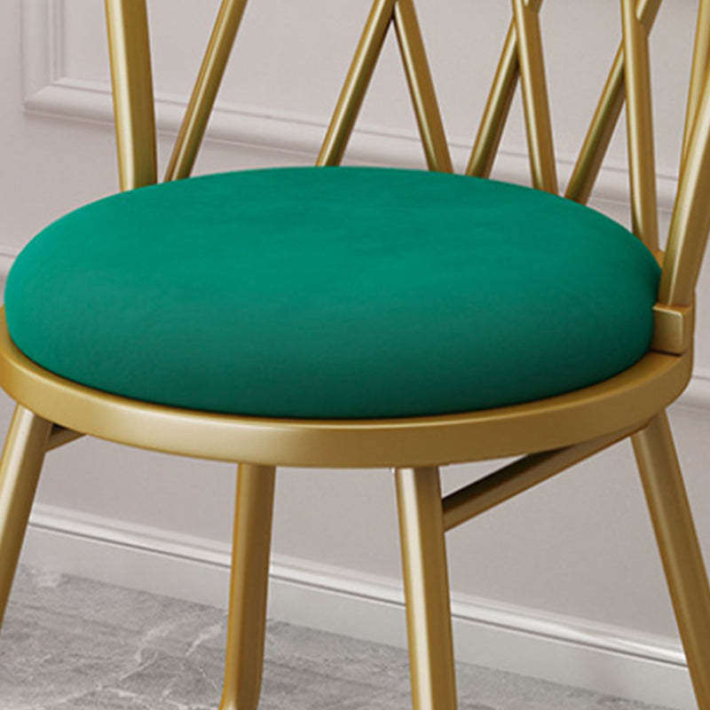 Modern Art Deco Rhombus Metal Velvet Chair