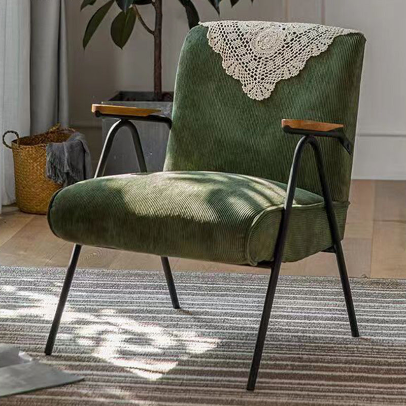 Vintage Metal Corduroy Accent Chair — Blue