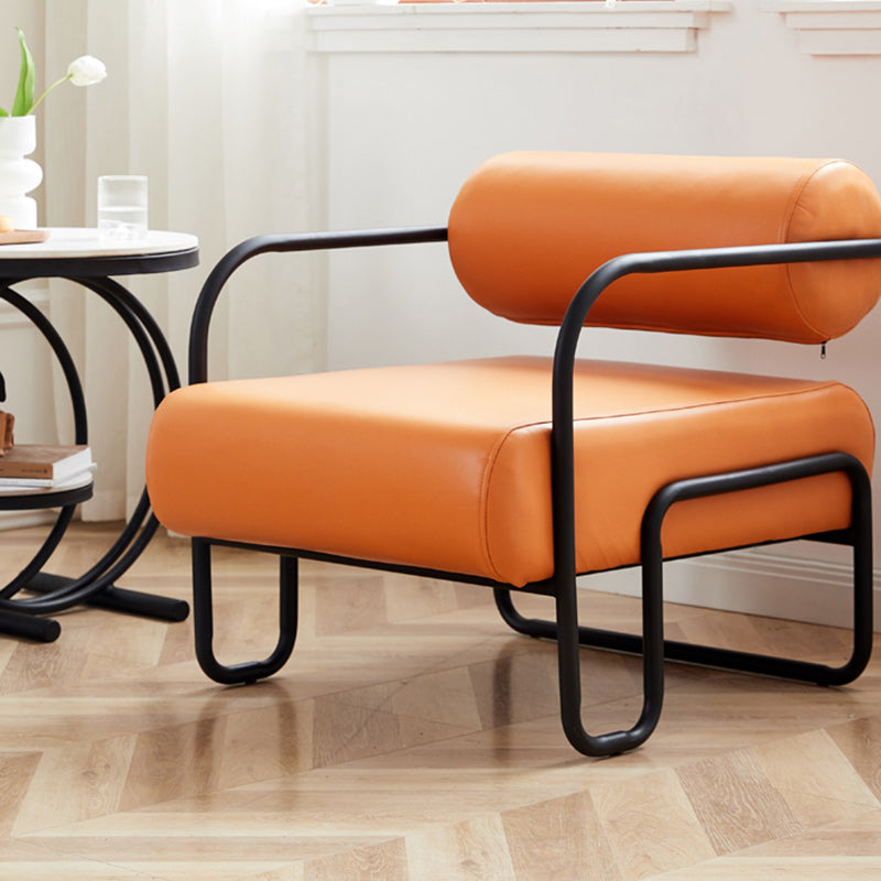 Minimalist Cylinder Metal Fabric Accent Chair