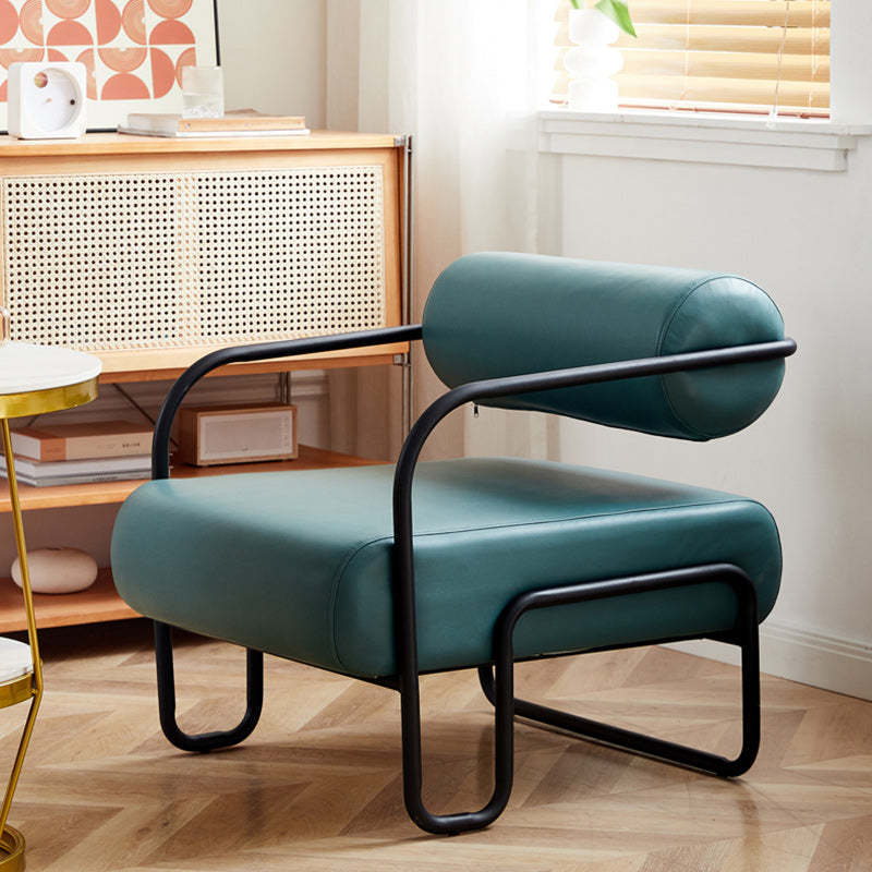 Minimalist Cylinder Metal Fabric Accent Chair — Blue