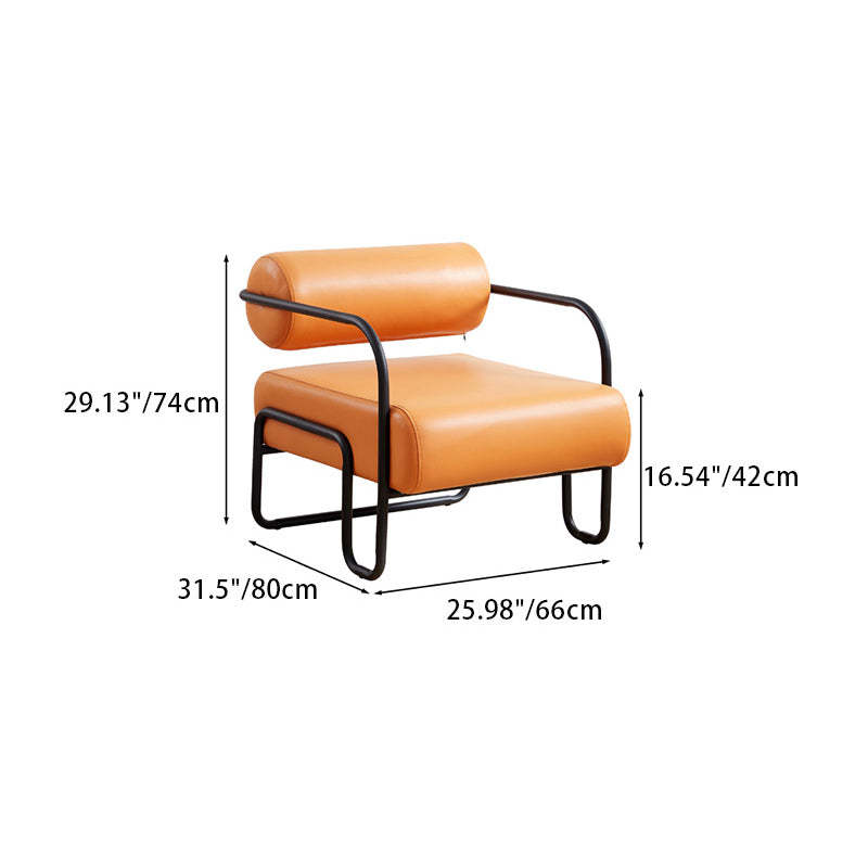 Minimalist Cylinder Metal Fabric Accent Chair — Orange