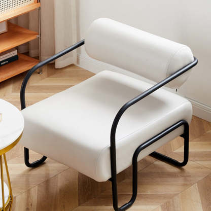 Minimalist Cylinder Metal Fabric Accent Chair