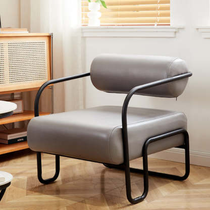 Minimalist Cylinder Metal Fabric Accent Chair