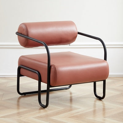 Minimalist Cylinder Metal Fabric Accent Chair