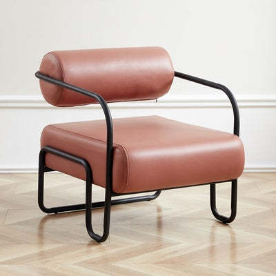 Minimalist Cylinder Metal Fabric Accent Chair