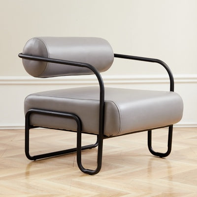 Minimalist Cylinder Metal Fabric Accent Chair