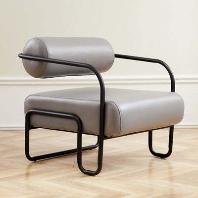 Minimalist Cylinder Metal Fabric Accent Chair