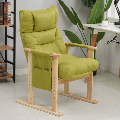 Minimalist Folding Wood Hemp Fabric Accent Chair With Pocket
