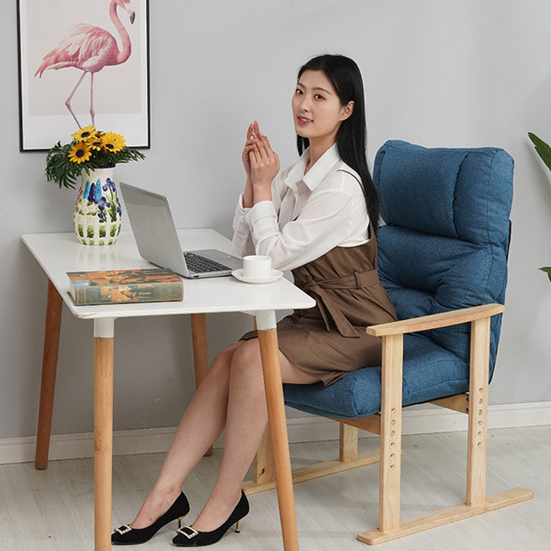 Minimalist Folding Wood Hemp Fabric Accent Chair With Pocket