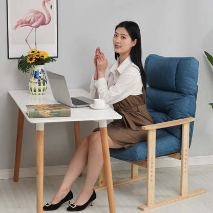 Minimalist Folding Wood Hemp Fabric Accent Chair With Pocket