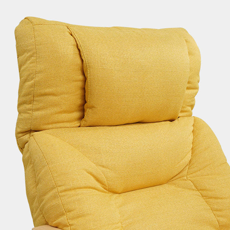 Minimalist Folding Wood Hemp Fabric Accent Chair With Pocket — Green