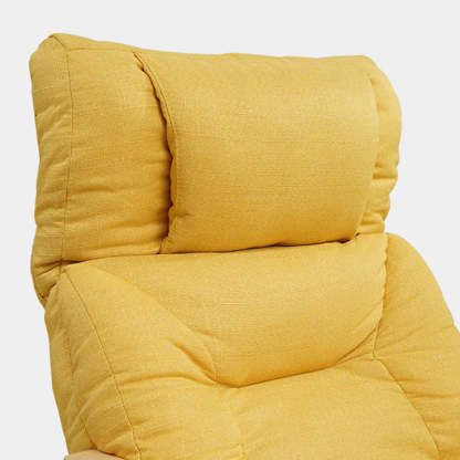 Minimalist Folding Wood Hemp Fabric Accent Chair With Pocket — Green