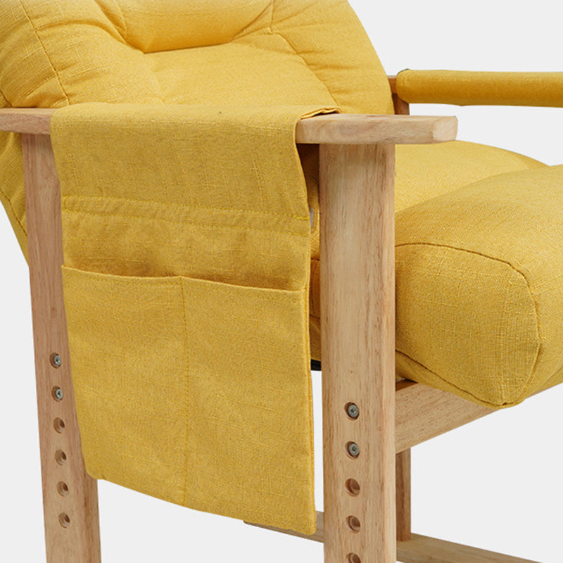 Minimalist Folding Wood Hemp Fabric Accent Chair With Pocket — Red