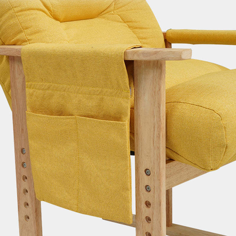 Minimalist Folding Wood Hemp Fabric Accent Chair With Pocket — Red