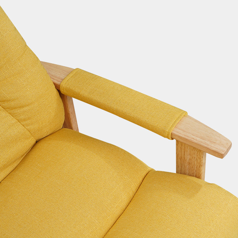 Minimalist Folding Wood Hemp Fabric Accent Chair With Pocket