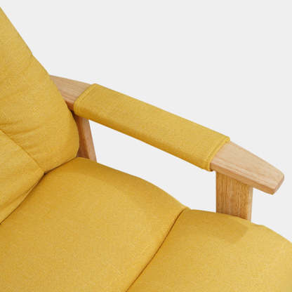 Minimalist Folding Wood Hemp Fabric Accent Chair With Pocket
