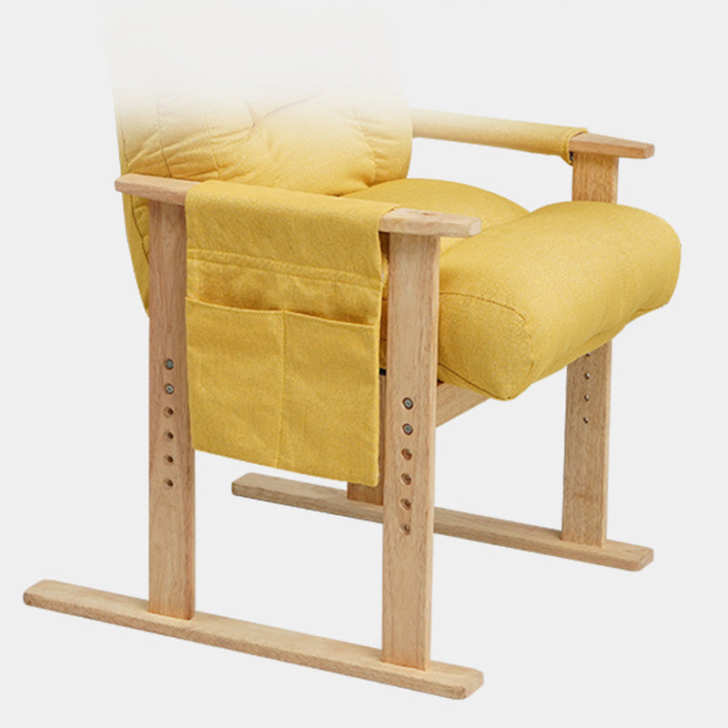 Minimalist Folding Wood Hemp Fabric Accent Chair With Pocket