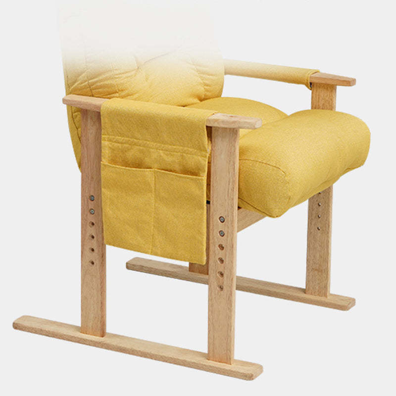 Minimalist Folding Wood Hemp Fabric Accent Chair With Pocket