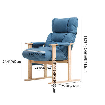 Minimalist Folding Wood Hemp Fabric Accent Chair With Pocket — Light Blue
