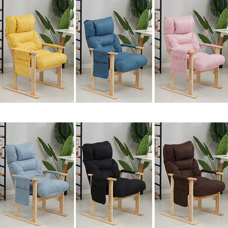 Minimalist Folding Wood Hemp Fabric Accent Chair With Pocket