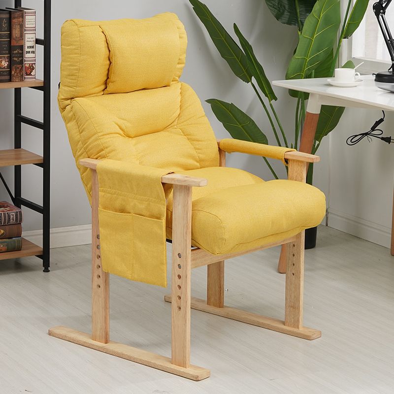 Minimalist Folding Wood Hemp Fabric Accent Chair With Pocket