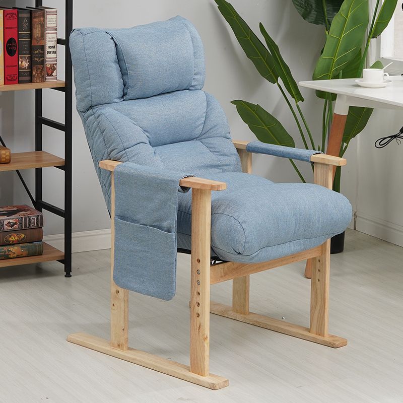 Minimalist Folding Wood Hemp Fabric Accent Chair With Pocket