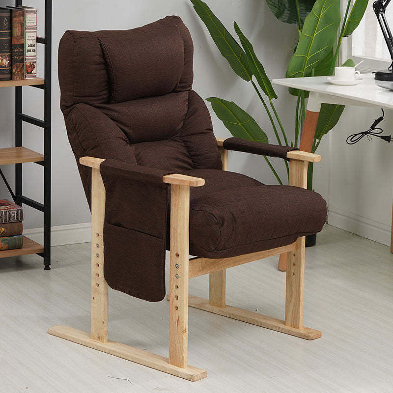 Minimalist Folding Wood Hemp Fabric Accent Chair With Pocket