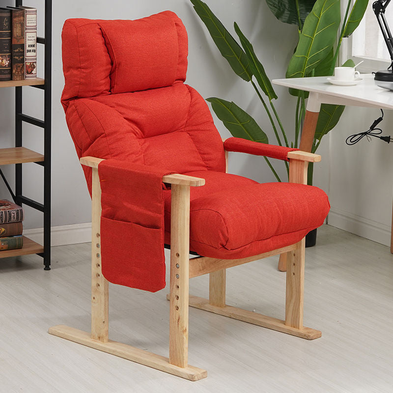 Minimalist Folding Wood Hemp Fabric Accent Chair With Pocket